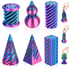 6 Pack 3D Printed Spiral Cone , Pyramid & Cone Sensory Toys, Anxiety Desk Fid…