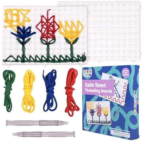 SPARK & WOW Calm Down Threading Boards | Set of 2 | Sensory Activity White
