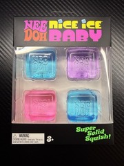 Nee Doh Nice Ice Baby Super Solid Squish Squeeze Cubes 4 Pack Blue Pink Purple
