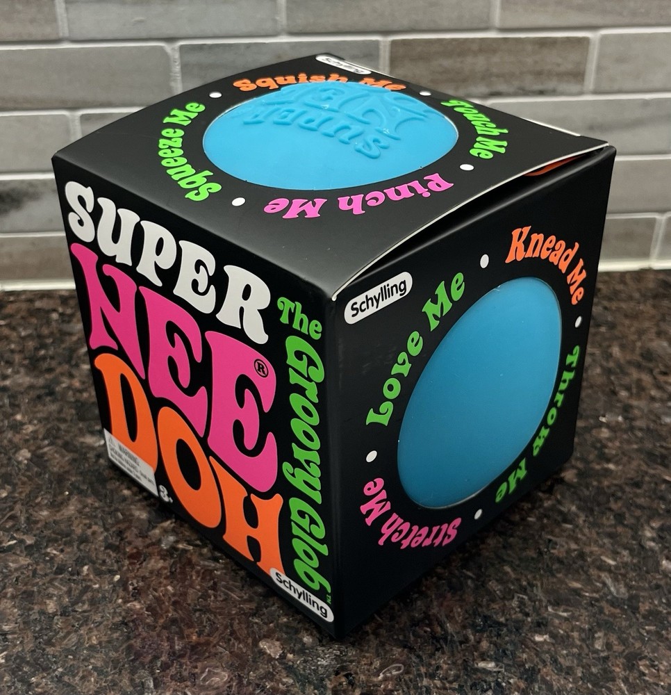 Schylling Super NeeDoh Groovy Glob Sensory Squishy Fidget Blue *FACTORY SEALED*