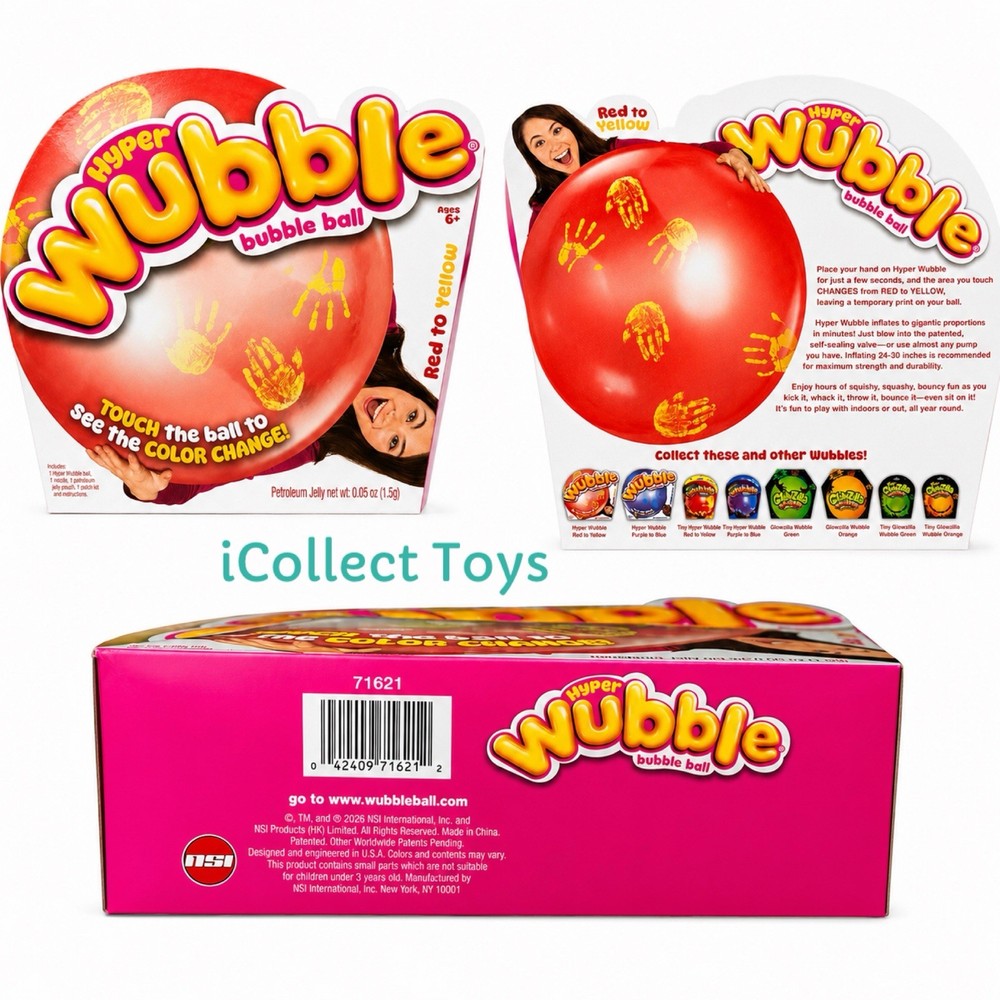 VIRAL Wubble Bubble Ball Hyper Color Change Red to Yellow [x1 Per Pack] 30”