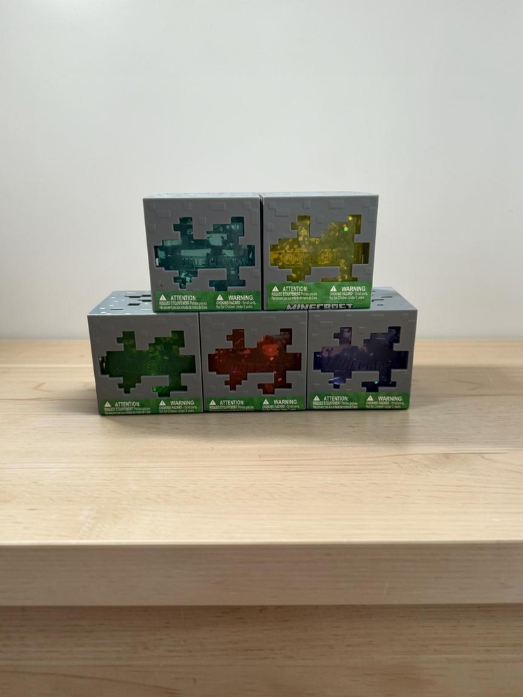 Minecraft Jelly Cube Fidget Toy- Lot of 5- Yellow- Blue- Red- Green- Purple