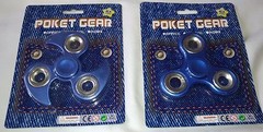 2 BLUE Pocket Gear Gyro Anti-Anxiety 360 Fidget Spinner Help Focus Toy 3D Figit