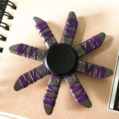 8 Arms Pretty Purple Metal Fidget Spinner Japanese Kids Hand Spinning Toy XMAS