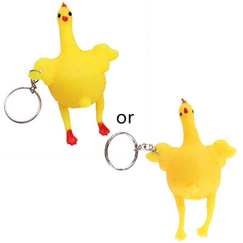 Chicken and Eggs Squeeze Keyrings Decompression Relieve Stress Novelty Toy