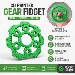 3D Printed Gear Fidget Spinner Toy | Anxiety Relief Focus Desk Toy