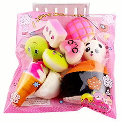 10PC Assorted Mini Food & Animal Soft Squishy Toy Set Multicolor🎀