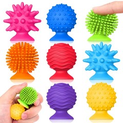 Sensory Fidget Toys for Kids and Adults: Textured Suction 8 PACK, Colorful