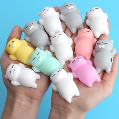 20 PCS Random Kawaii Mochi Squishy Fidget Toy Mini Cute Soft Cat Anti Stress Rel
