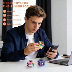 Fidget Cube for Adults, 4-Pack Small (25.4 mm), Various Colors