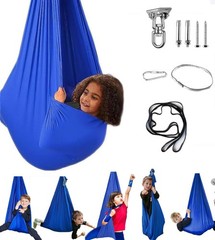 Blue Adjustable Kids Sensory Swing Cuddle Hammock Chair Indoor Use