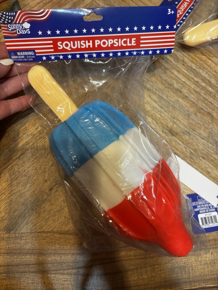 Sunny Days Squish Popsicle Tactile Squeeze Toy, Blue/White/Red, Ages 3-4