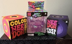 3 NeeDoh Lot Purple Fuzz Ball Velvet Squeeze Jelly Squish Pink Color Change