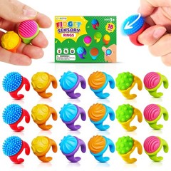 Fidget Toys Sensory Rings for Kids: 18 Pack Textured Small, Multicolor