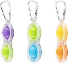 Fat Brain Toys Simpl Dimpl Clear 3 Pack – Popping Fidget Keychains, Kids & Adult