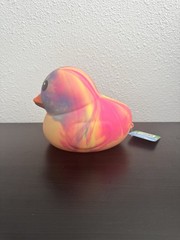 Sunny Days Jumbo Squeezy Duck – Tie-Dye Squishy Toy, Yellow & Pink