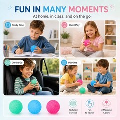 Faukait 3Pcs Squishy Textured Stress Balls Silky Soft Memory Gel Squeeze Balls