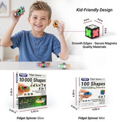 TOSY Magnet Fidget Spinner Glow – 16 Blocks, 3in1 Toy: Transformable a