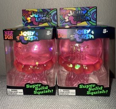 Pink NeeDoh JELLY SQUISH Sparkle Jellyfish Squishy Nee Doh Authentic Set Of 2