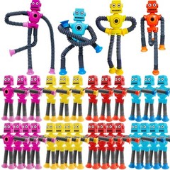 32 PCS Suction Cup Robot Toy,Shape Changing Telescopic Pop Tubes Autism Senso…