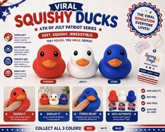Red White Blue Sunny Days Duck SET OF 3 Squishy 🇺🇸4th of July Special Release