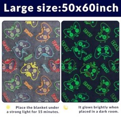 Glow in The Dark Game Throw Size 50″ x 60″ (130 x 150 cm) Glow Game Blanket