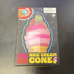 Nee Doh Nice Cream Cone Squishy Squeeze Toy, Pink/White/Yellow, 3+
