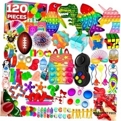 120 Pcs Fidget Toys Pack, Pop Sensory Party Favors Set Gifts for Kids Adults