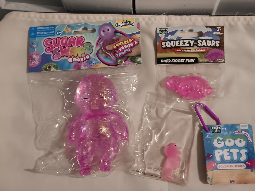 Sugar Swaps baby, Crazy Fun Squeezy-Saurs & Goo Pets Goldfish Squeeze Toys