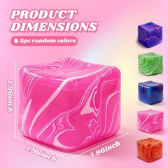 2 Pack Ice Cube Squishy Stress Relief Cube, 2.2 Inch Sensory Squeeze Cubes,…