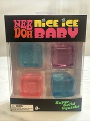 Nee Doh Nice Ice Baby Super Solid Squish Squeeze Toy Cubes 4 Pack Assorted