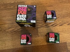 NeeDoh boxes, 3 regular size fuzzball and one jumbo fuzzball