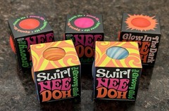Needoh Mini Groovy Glob Sensory Squeeze Toy LOT OF 5 Blue & Orange Swirl *READ**