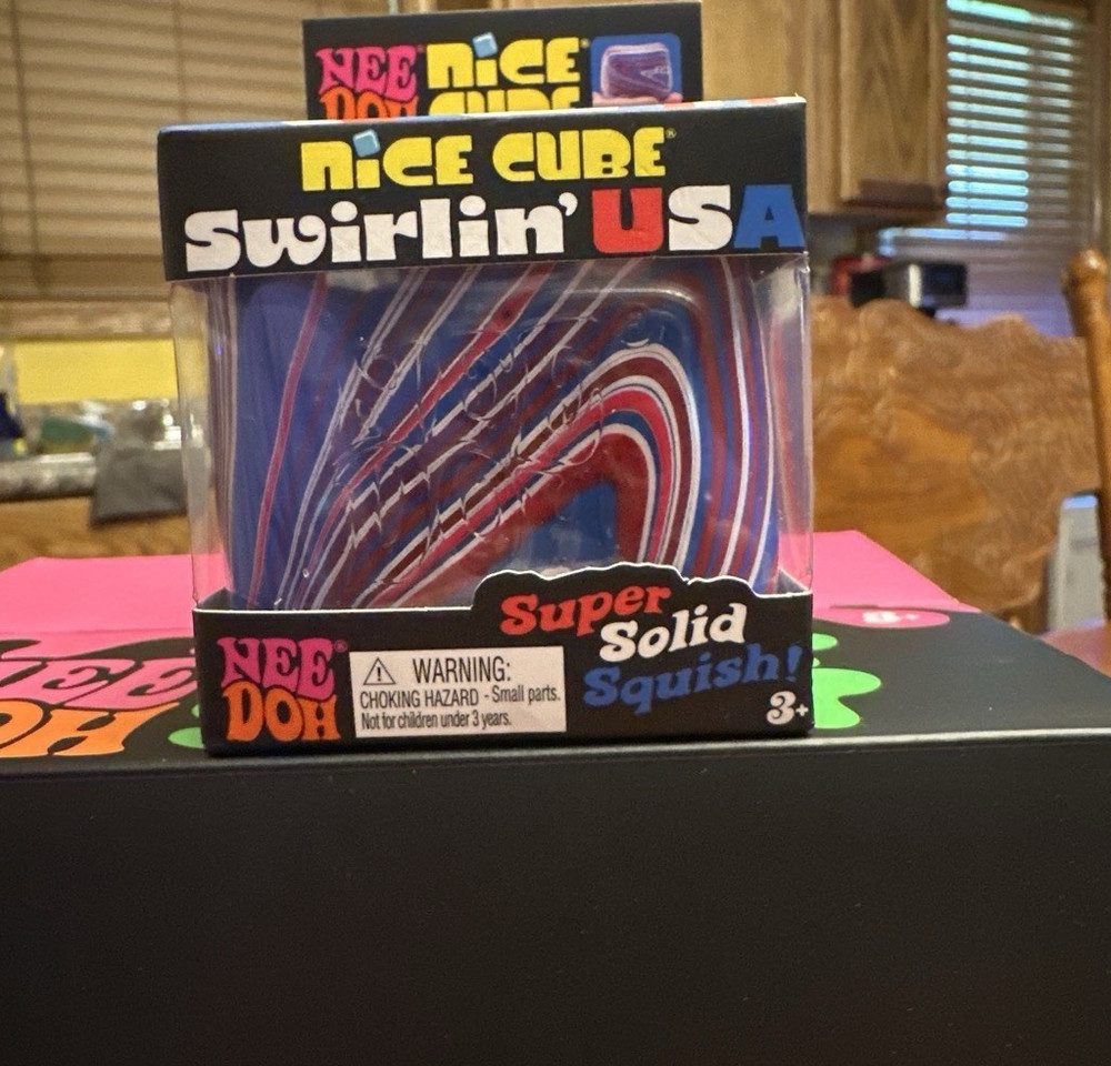Schylling NeeDoh Nice Cube Swirl Squish Red White Blue Ages 3+