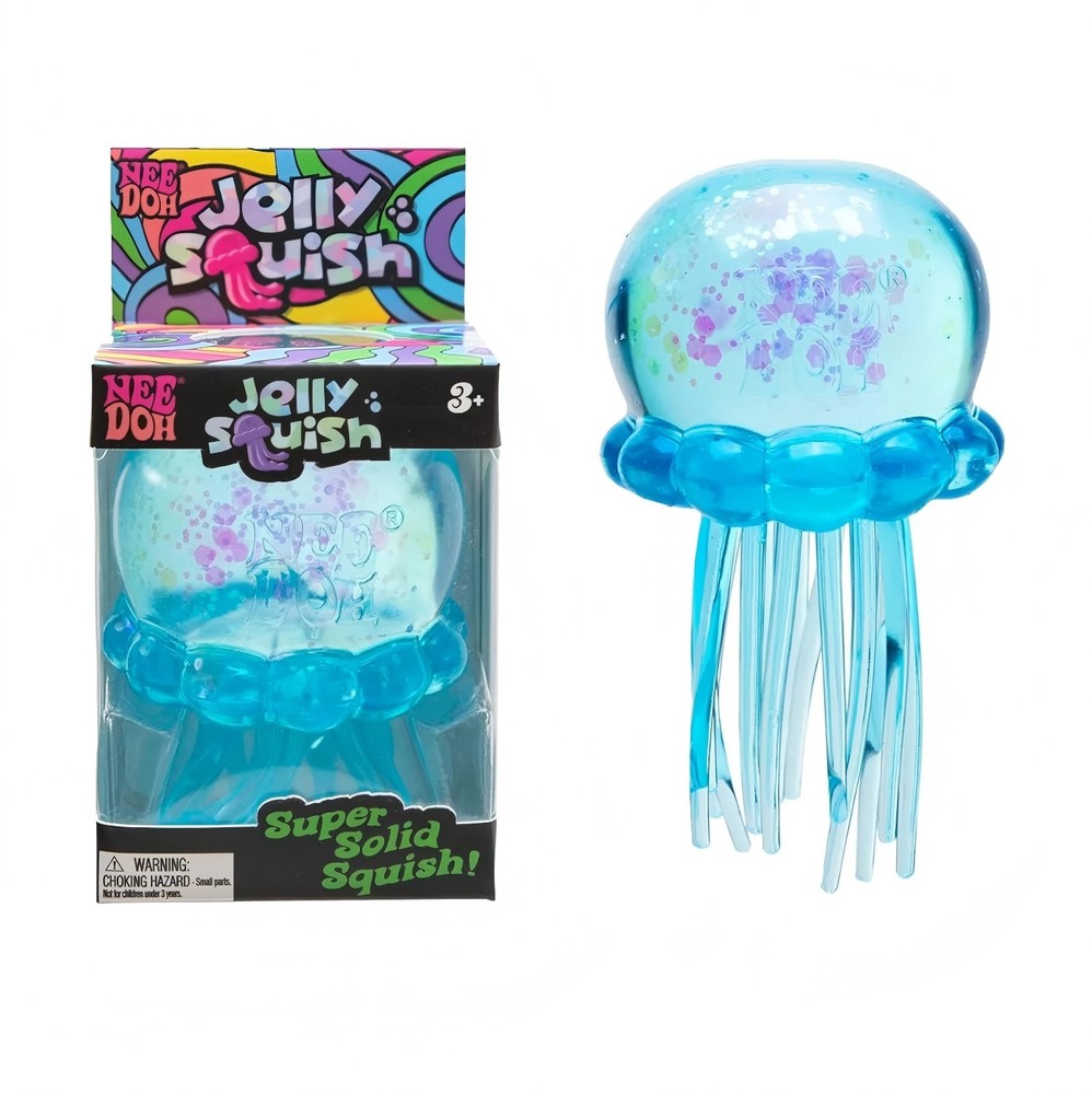 NeeDoh Jelly Squish Sensory Fidget Toy Stress Relief Soft Squeeze Jellyfish Blue
