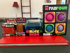 Authentic Needoh 4 Lot Nice Cube Swirl & Gumdrop Orange Fab Four Nice Berg Blue