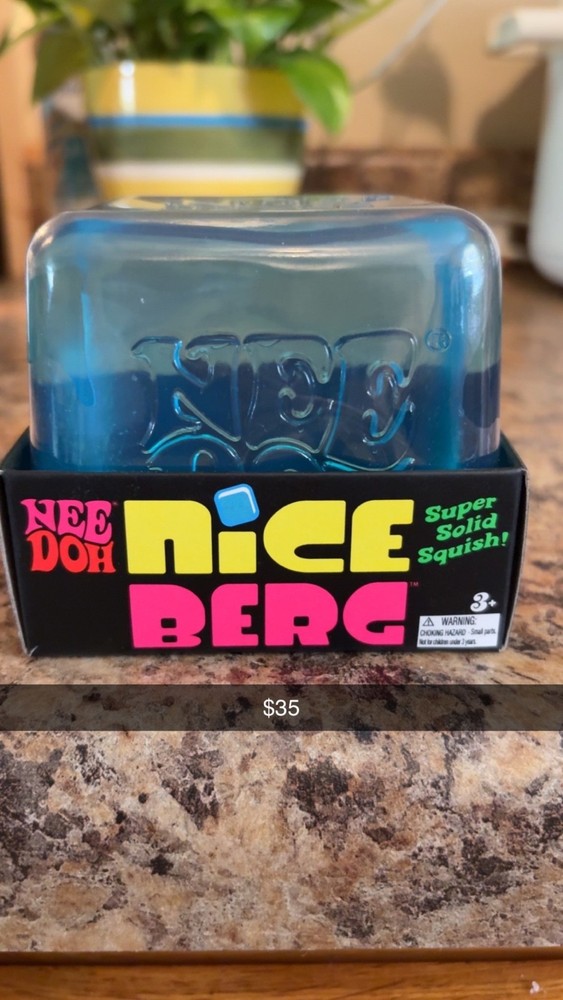 NeeDoh Nice Berg Blue XL Giant Nee Doh Niceberg Solid Squish Cube Authentic