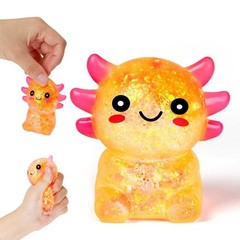 Sensory Axolotl Fidget Toys, Squeeze Squishy Malt Small, Orange