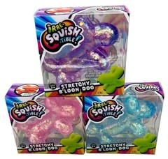 JA-RU IrreSquish•ible! Stretchy B’LOON DOG Set Of 3 Pink Blue Purple Glitter NIB