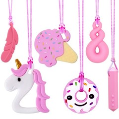 Sensory Chew Necklaces for Girls, 6 Pack Autism Teething Necklace Girls