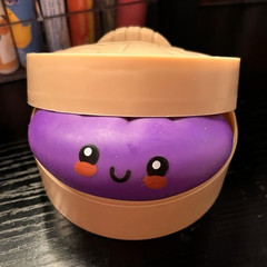 RMS Purple Steamed Bun Dumpling Squishy Squeeze Toy w/ Beige Container
