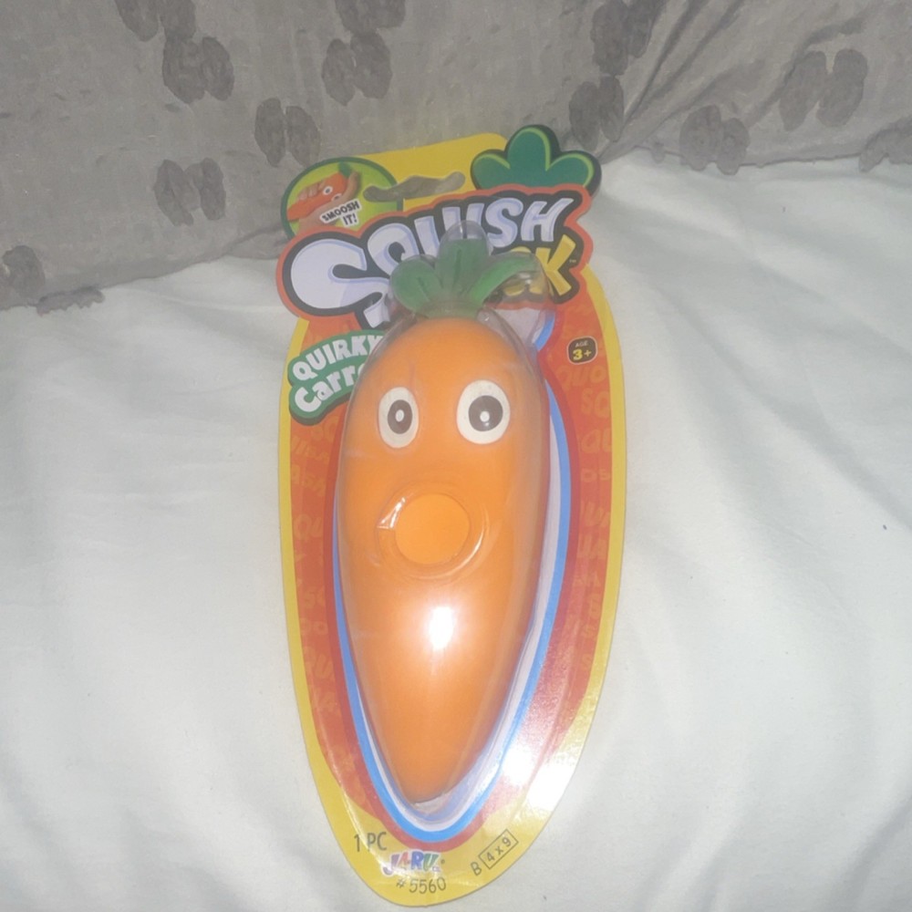 Jaru Squish Attack Quirky Carrot Squeeze Toy Orange Green Ages 3 & Up