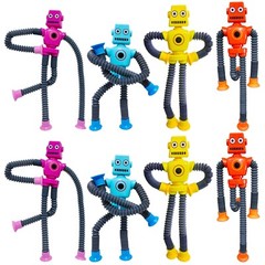 8 PCS Suction Cup Robot Toy,Shape Changing Telescopic Pop Tubes Autism Sensor…