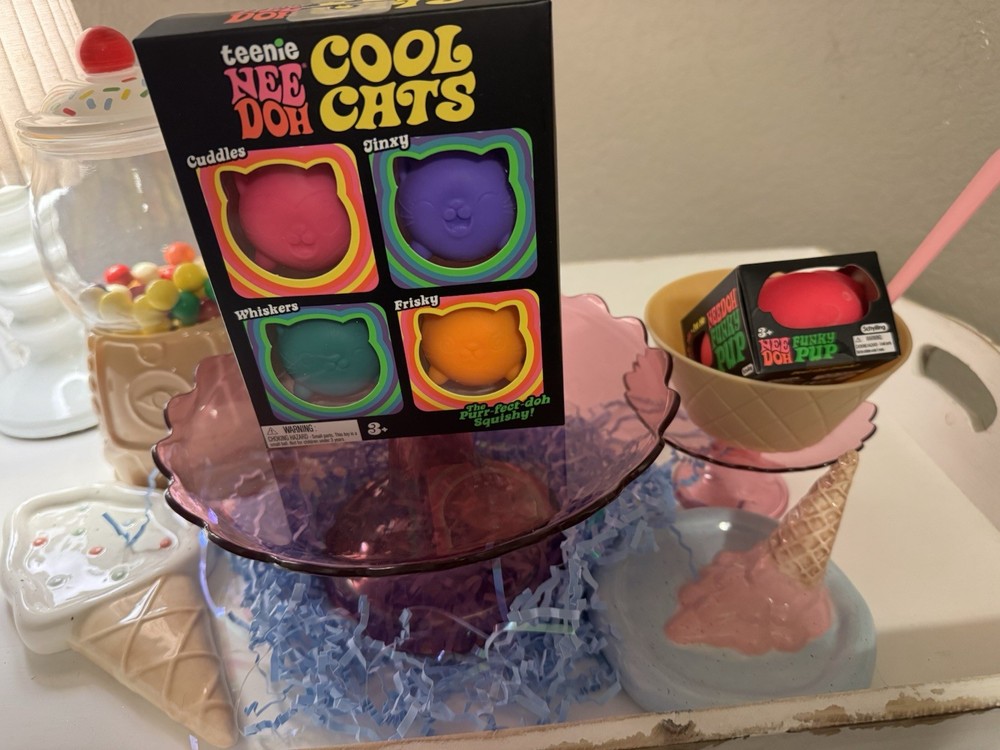 🐱 NeeDoh teenie 4 Pack Nee Doh Mini Cool Cats Set of Four New Factory Sealed🐱