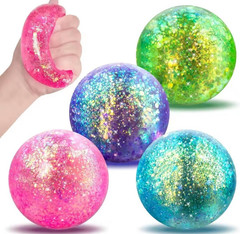 2pcs Random Glitter Squishy balls Anti AnxietyStress Squeeze Sensory Fidget toy