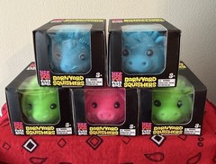 Complete Set Of 5 NeeDoh Fuzz Ball Barnyard Squishers Pig 2 Cow & 2 Goat New!