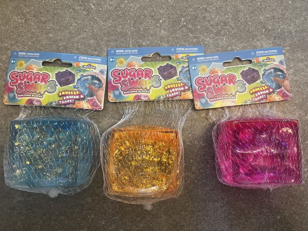 3 Sugar Swaps Building Blocks Glitter Squishy Blue Pink Orange NEW 2026 Series