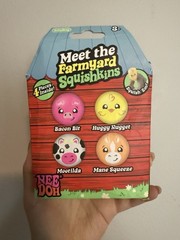 Schylling NeeDoh Farmyard Squishkins 4-Pack COMPLETE HTF Bacon Bit Mootilda