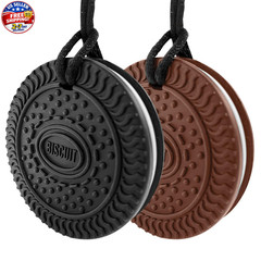 Chew Necklaces for Sensory Kids Adults, 2 Pack Silicone Oral Motor Aids Chewy Ne