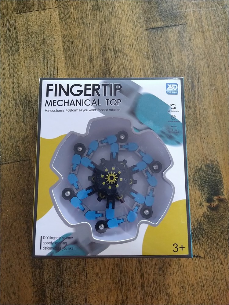 Transformable Fingertip Spin Top Fidget Spinner Deformable Robot Gyro Blue